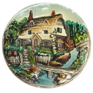 Vintage Chalkware Wall Plaque Toronto Canada Character Creations Handmade 11.5"